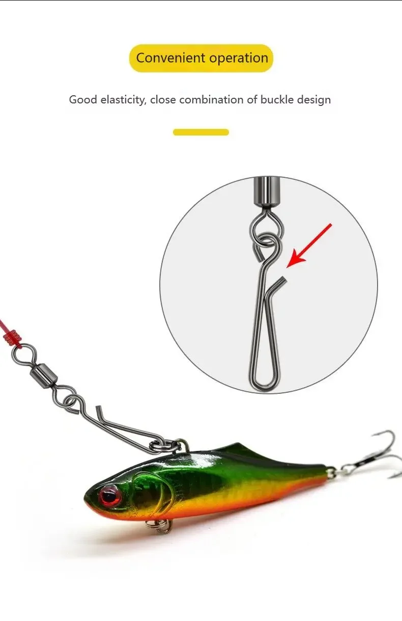 100Pcs Edelstahl Fisch Haken Köder Stecker Angeln Schnalle Rotierenden Suspension Schnalle Solide Ring Bass Angeln Zubehör – Detail 6
