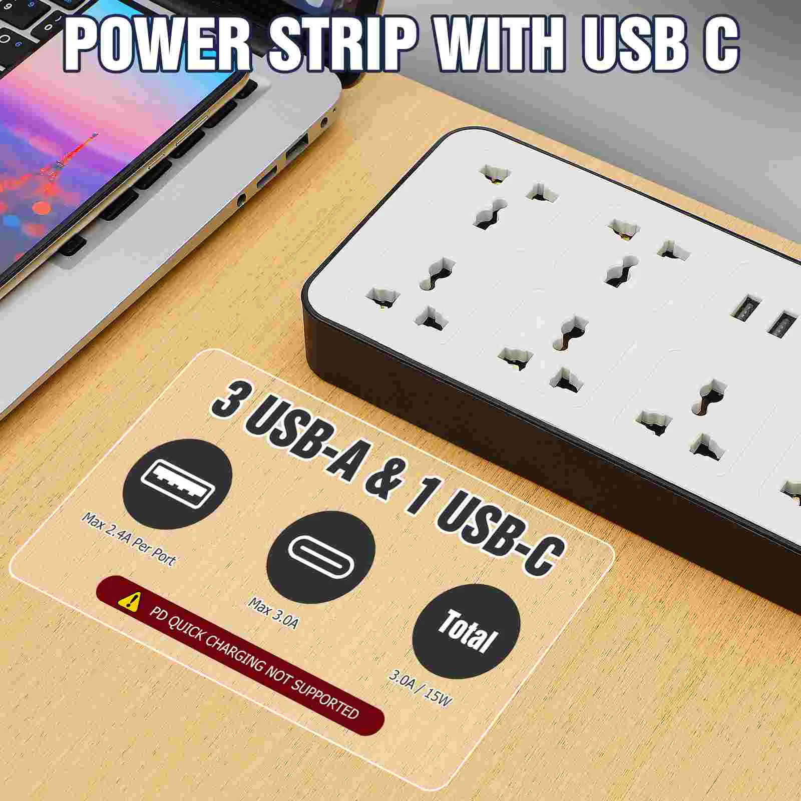 Extension Cords USB Power Strip British Standard Panel Multi-hole Switch Wiring Socket Multiple Outlets Charge White Charging