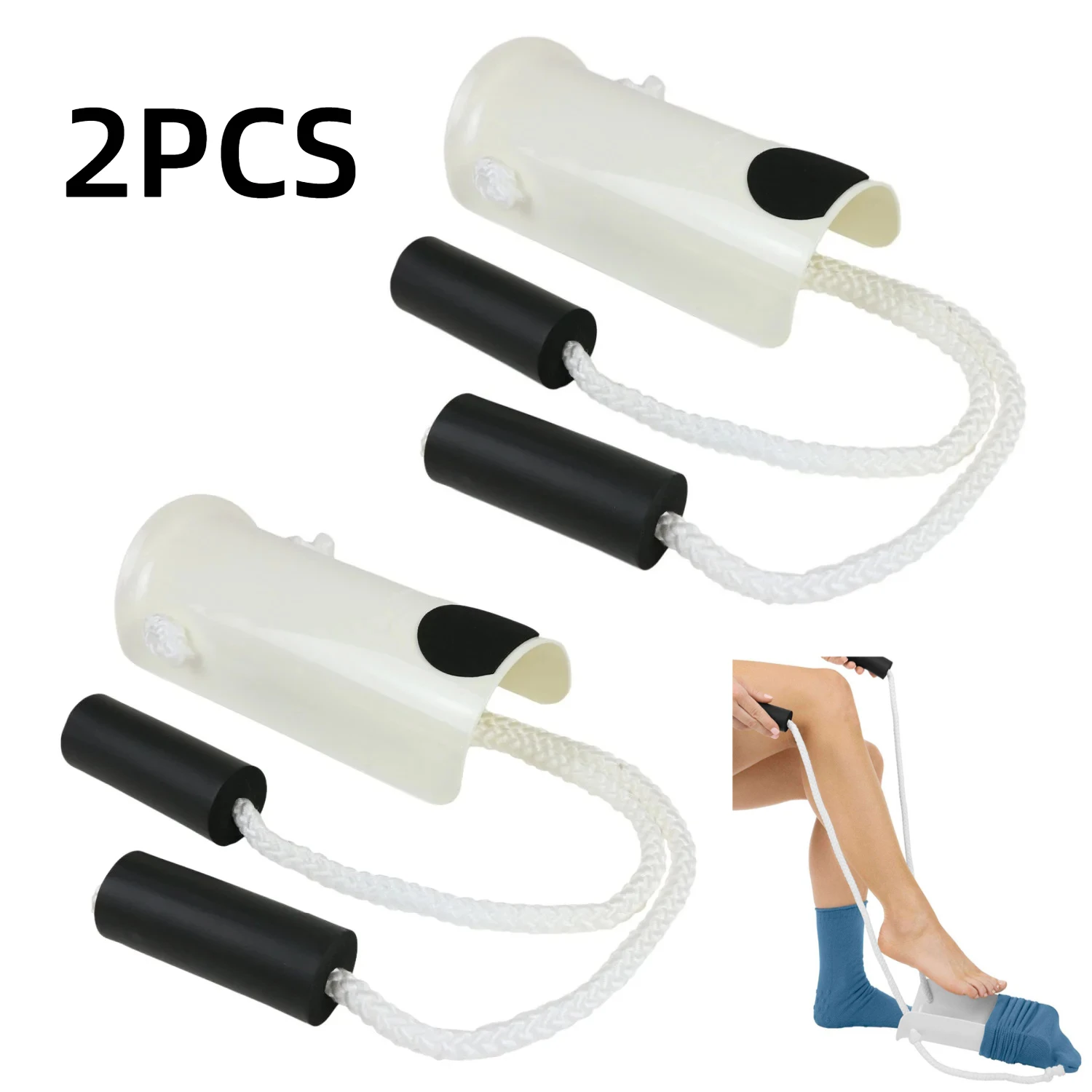 Sock Aid for Seniors with Easy Grip Foam Handles, Dressing Helper for Elderly, Disabled Limited Mobility Putting on Socks Easily