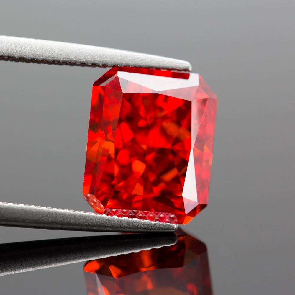 China Red Radiant Crushed Ice Cut Cubic Zirconia High Carbon Diamond Lab Zircon CZ 4K Cutting 5A+ Quality for Jewelry Making - Image 5