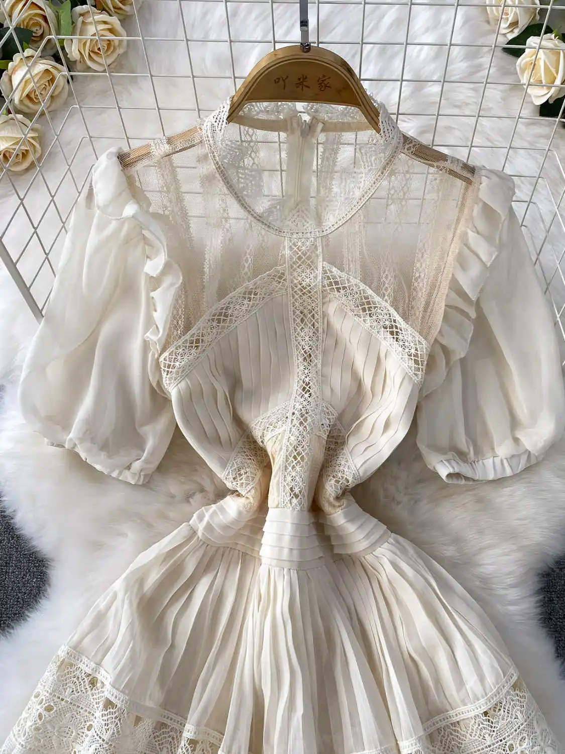 Robe de soirée trapèze Beige pour femmes, Vintage, dentelle, Patchwork, longue, luxe, Y2k, frocs une pièce, vêtements d'été des années 2000, 2025