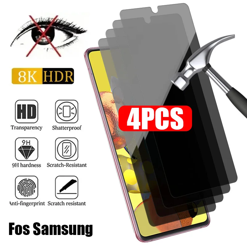 4PCS Anti-spy Tempered Glass For Samsung A52 A51 A71 A50 A12 Privacy Screen Protector For Samsung A52S A53 A73 A33 S21 S20 FE 5G