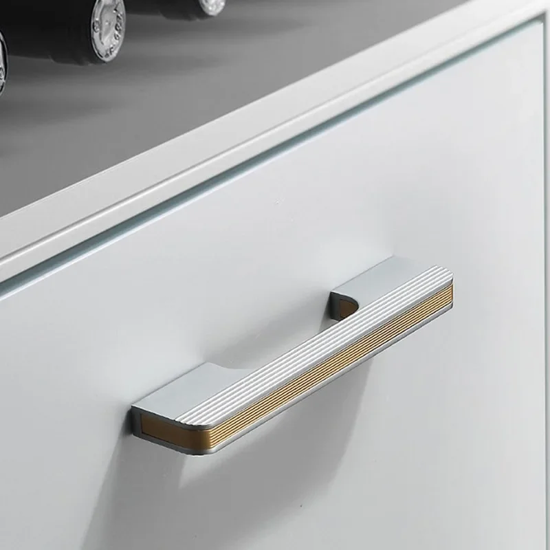 European Style Cabinet Door Aluminum Handle Black Gold Straight Long Door  Plating Door Handle