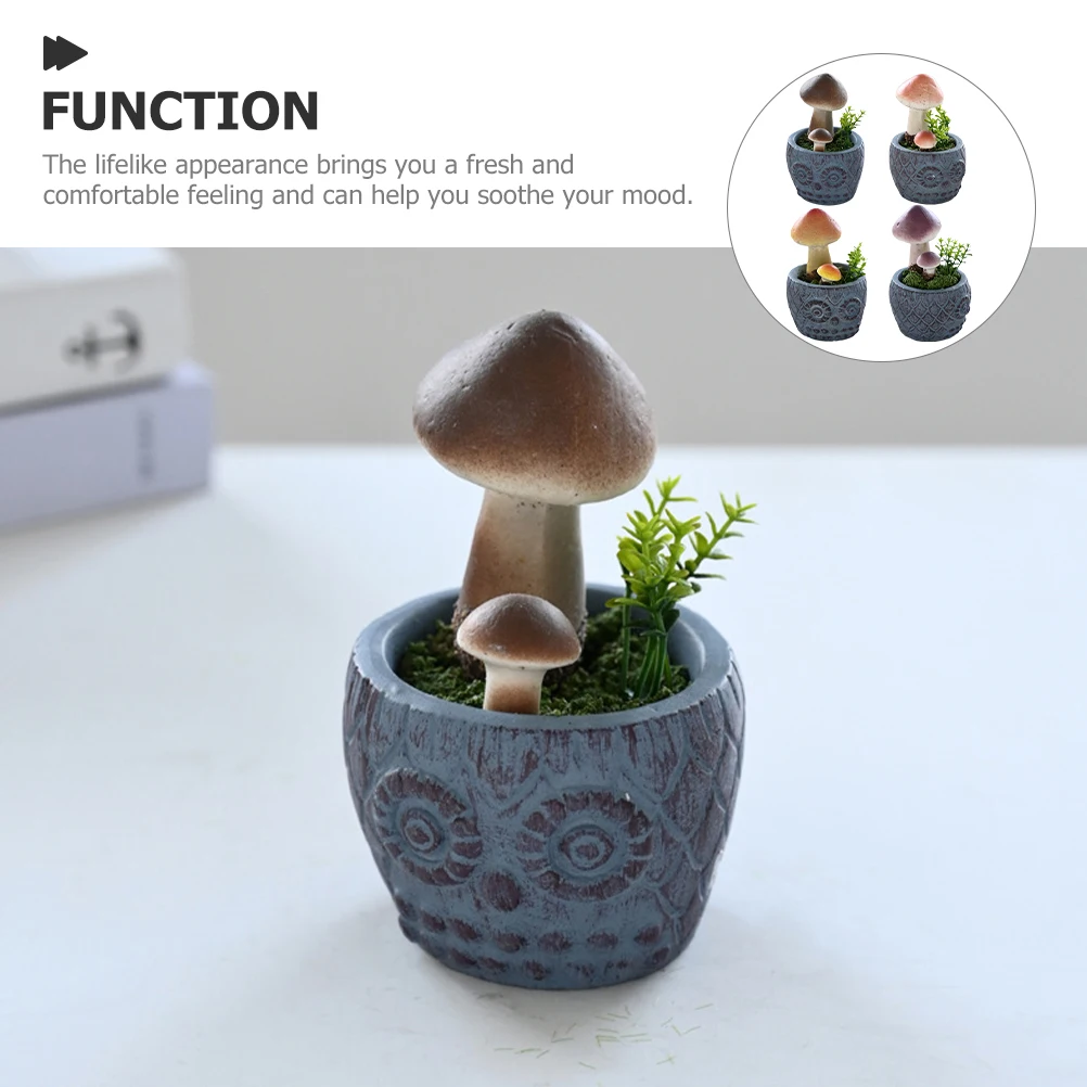 

4pcs Skull Face Potted Mushrooms Black Gray Purple Red Yellow PinkPlastic Foam Indoor DecorGhost Face Balcony nament