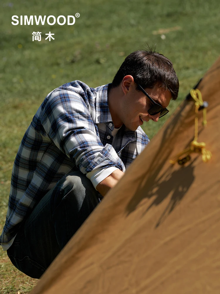 

SIMWOOD 2025 New Autumn Winter Oversize Plaid Shirts 220gsm Fabric Men Casual Comfortable Plus Size Shirts