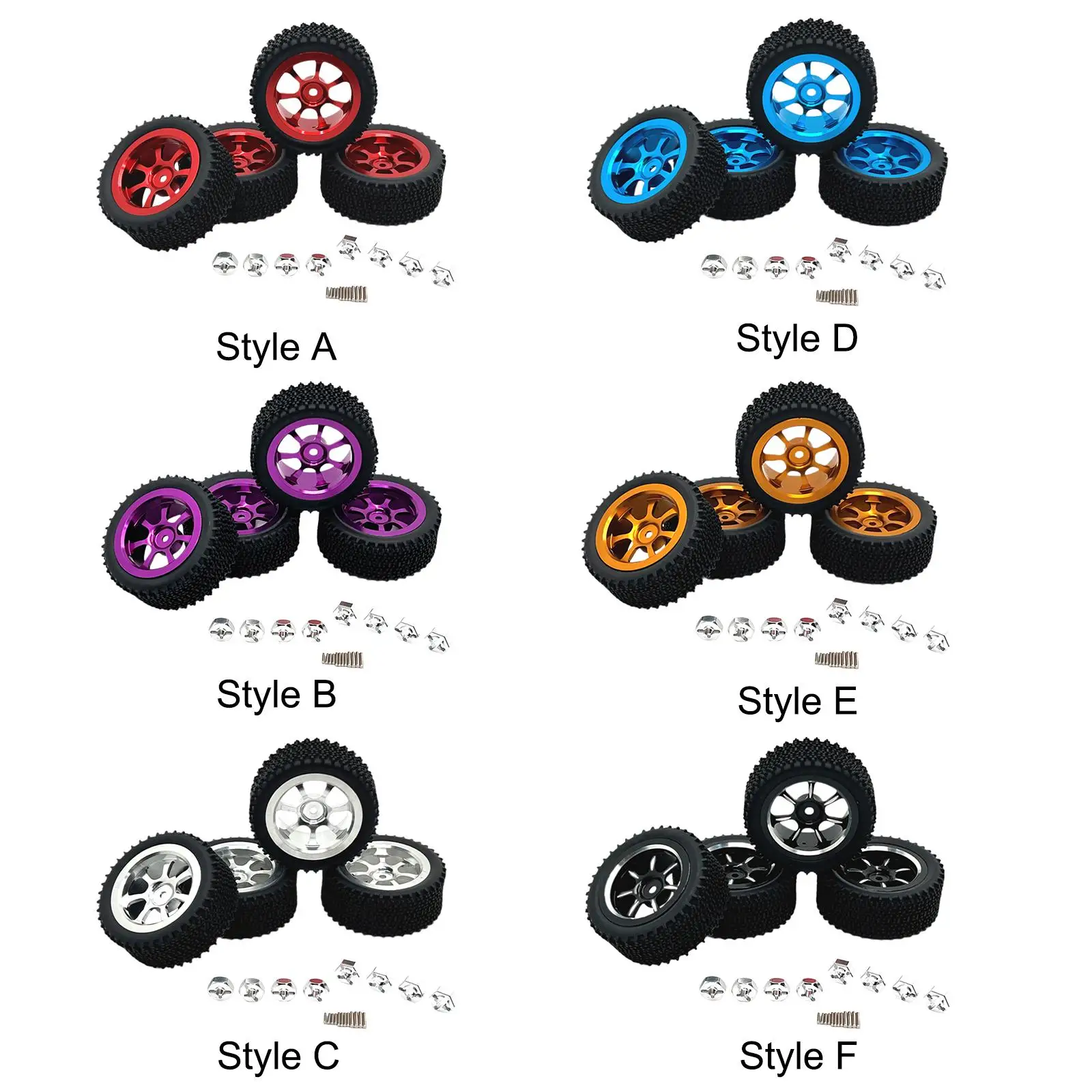 4 Pieces RC Car Wheels and Tires Replace for Wltoys 1/14 RC Car Model Trucks