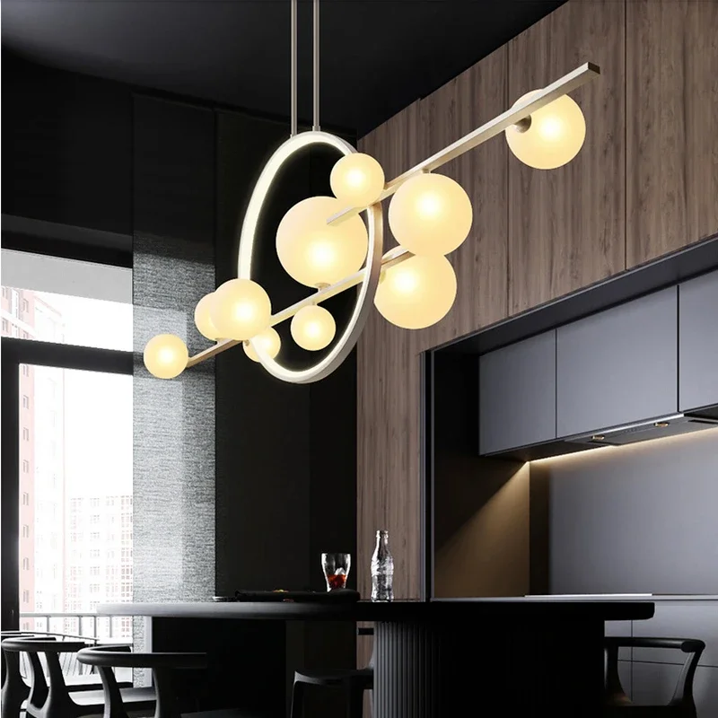 Modern LED Novelty Glass Bubble Chandelier Nordic Dining Room Lamp Restaurant Lighting Kitchen Island Home Decor Hanging Lights