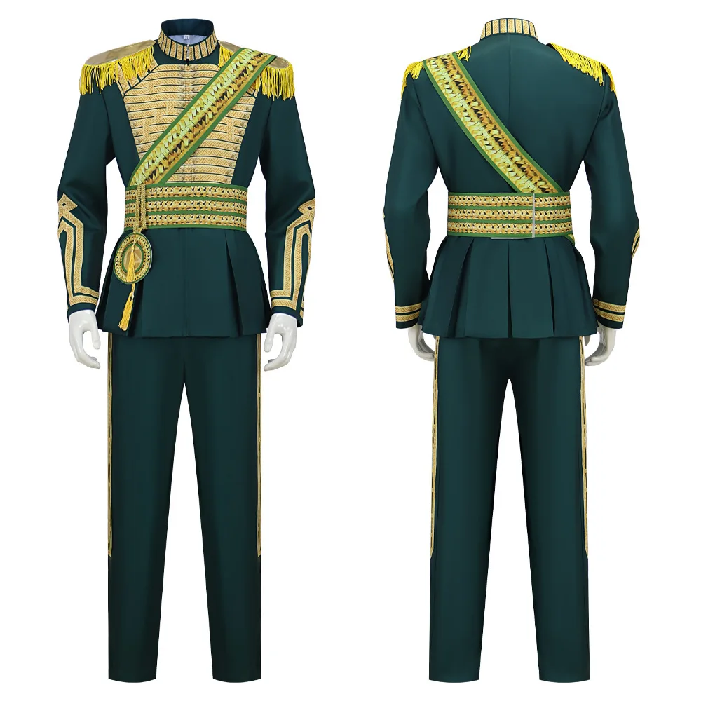 Wicked Fiyero Prince Green Gold Full Set Cosplay Costume Drum Major Outfit Halloween Party Performance - view 5