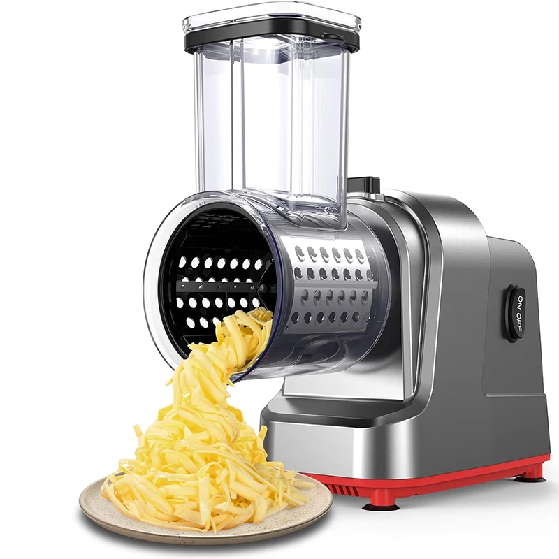 250W Electric Household Fruits Vegetables Slicer Shredder Cheese Grater Salad Maker with 5 Different Shapes of Blades