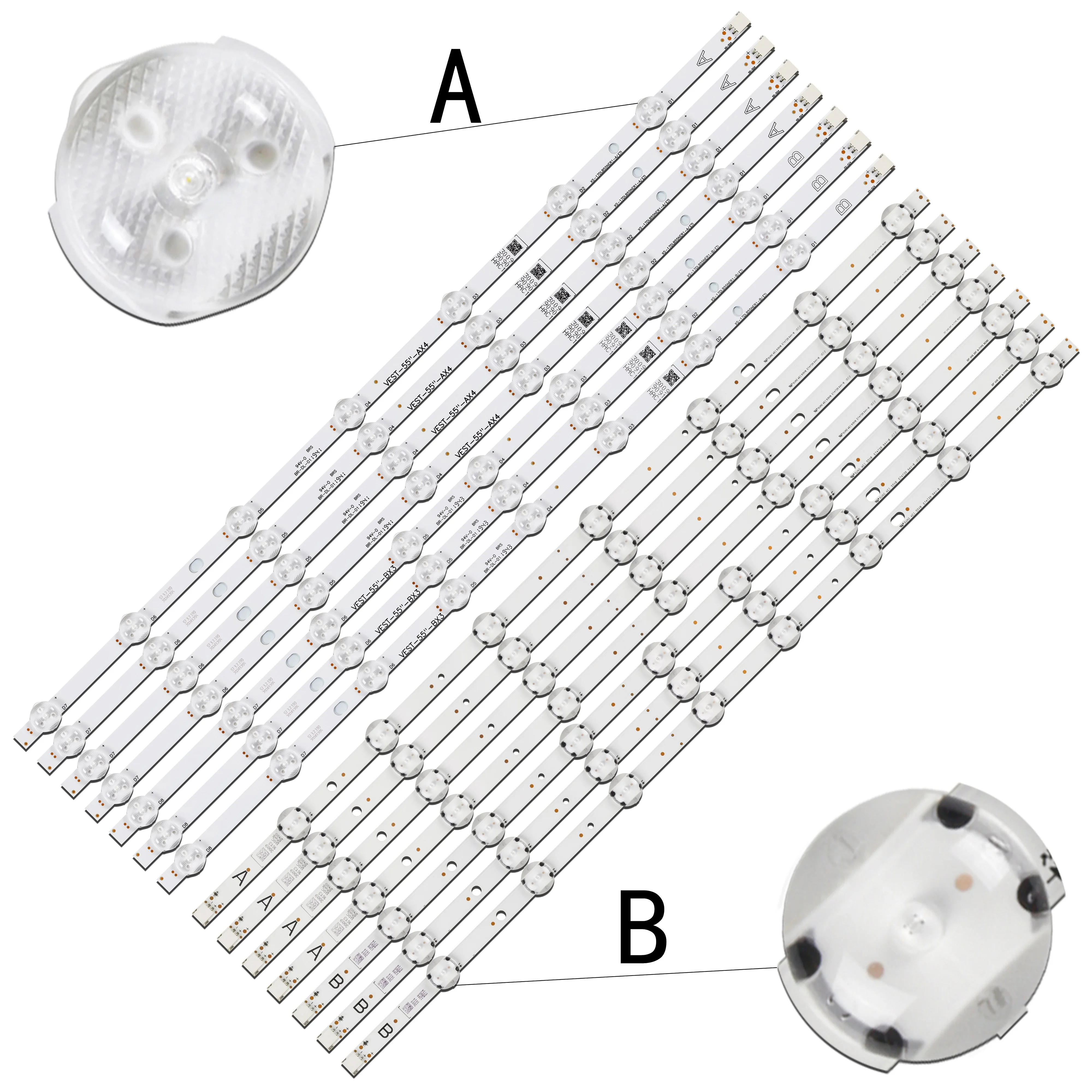 LED Backlight For 55U6663 55U6763DB 55U5766DB 55VL5A63D 55AO6USB LT-55C760 LT-55C860(A) L55UE17 LUX015504 SVV550AK7_UHD_7LED A B