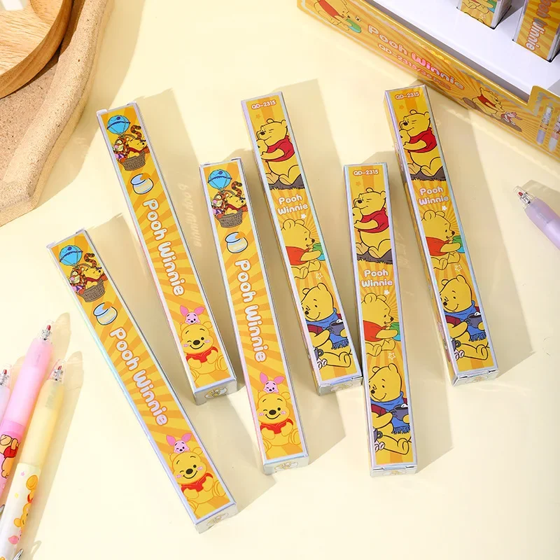 Disney Winnie The Pooh Gel Pen, Desenhos animados Cute Blind Box, Lindamente independente Boxed Signature Pen, Papelaria Atacado, 36Pcs