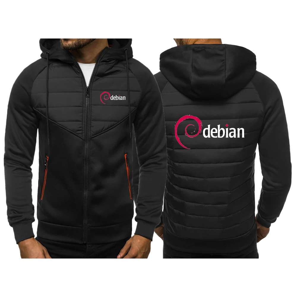 Linux Debian 2024 New Men's Spring And Autumn Leisure Fashion Jacket Three-Color Stitching Slim Sweatshirts Cotton Comfort Top