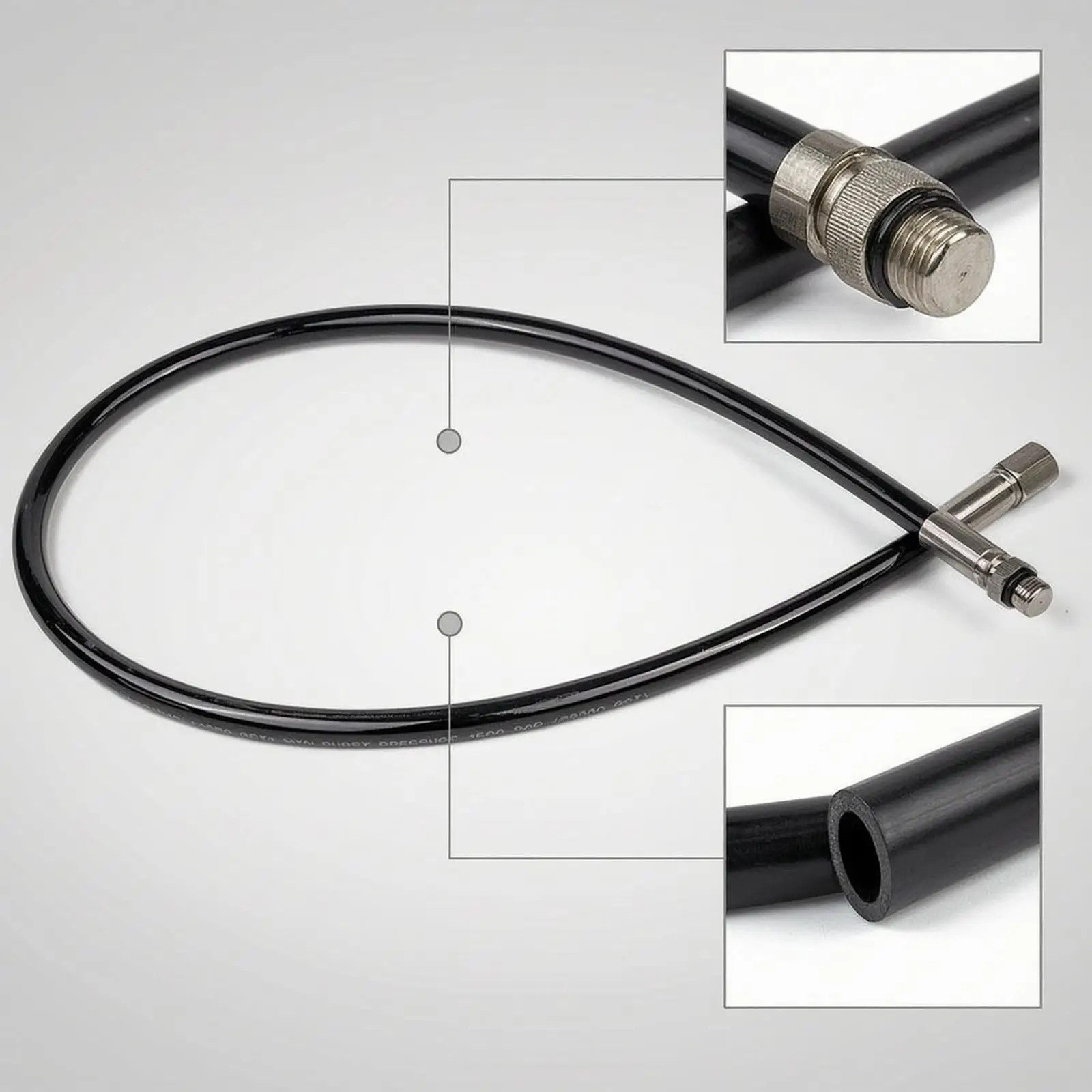 Deluxe Black Rubber Diving Hose for Scuba Regulator Connection to Pressure Gauge and BCD Systems
