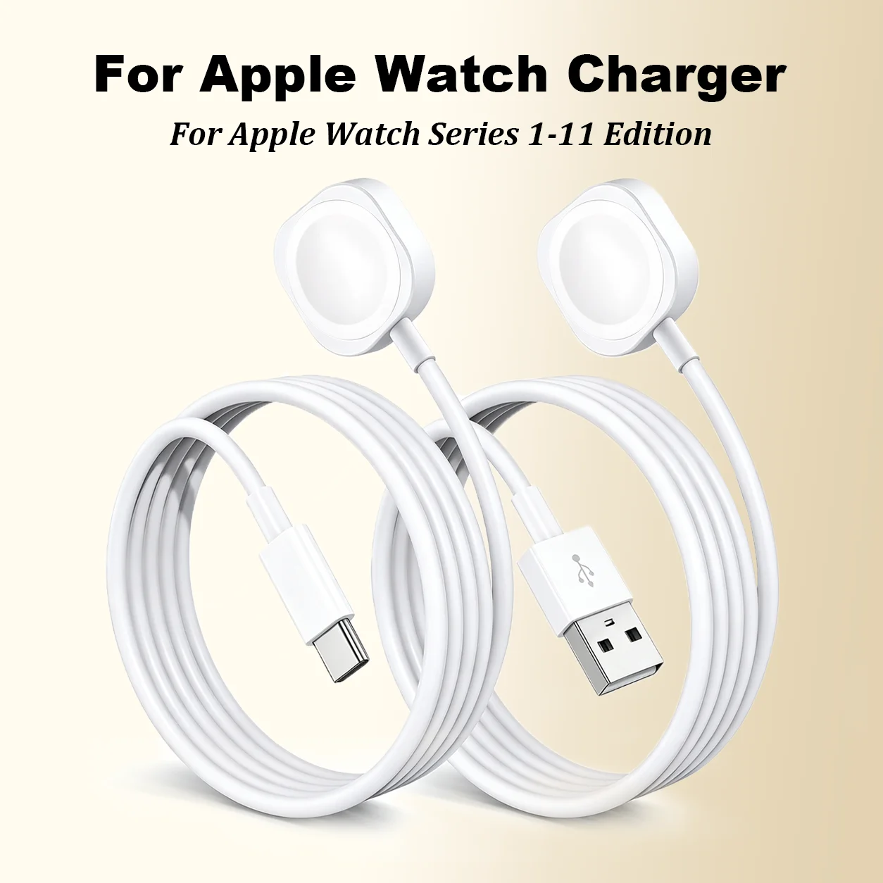 For Apple Watch Charger Type C Magnetic Wireless Charging Cable USB A Portable Fast Charging Station for iWatch 11 10 9 8 7 6 5
