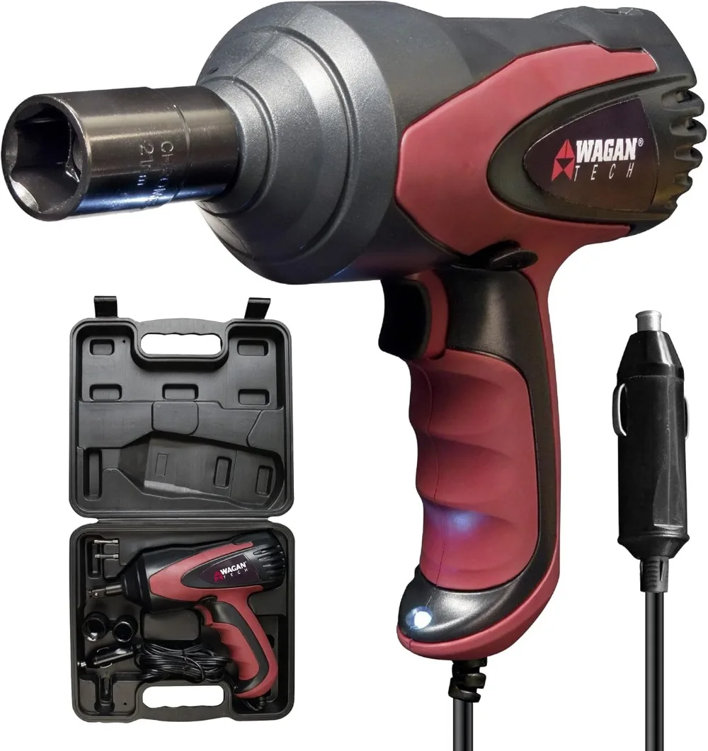 

Wagan EL2257 12V DC Mighty Impact Wrench, 1/2 Inch 12 Volt Electric Impact Wrench Kit, 271 Ft-lbs, Tire Repair Tools