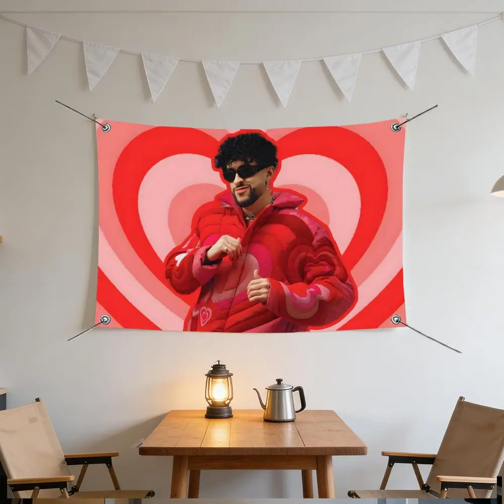 Music Modern Star Bad Bunny Flags Specialized for indoor and outdoor home decorations, outdoor camping, and bar parties