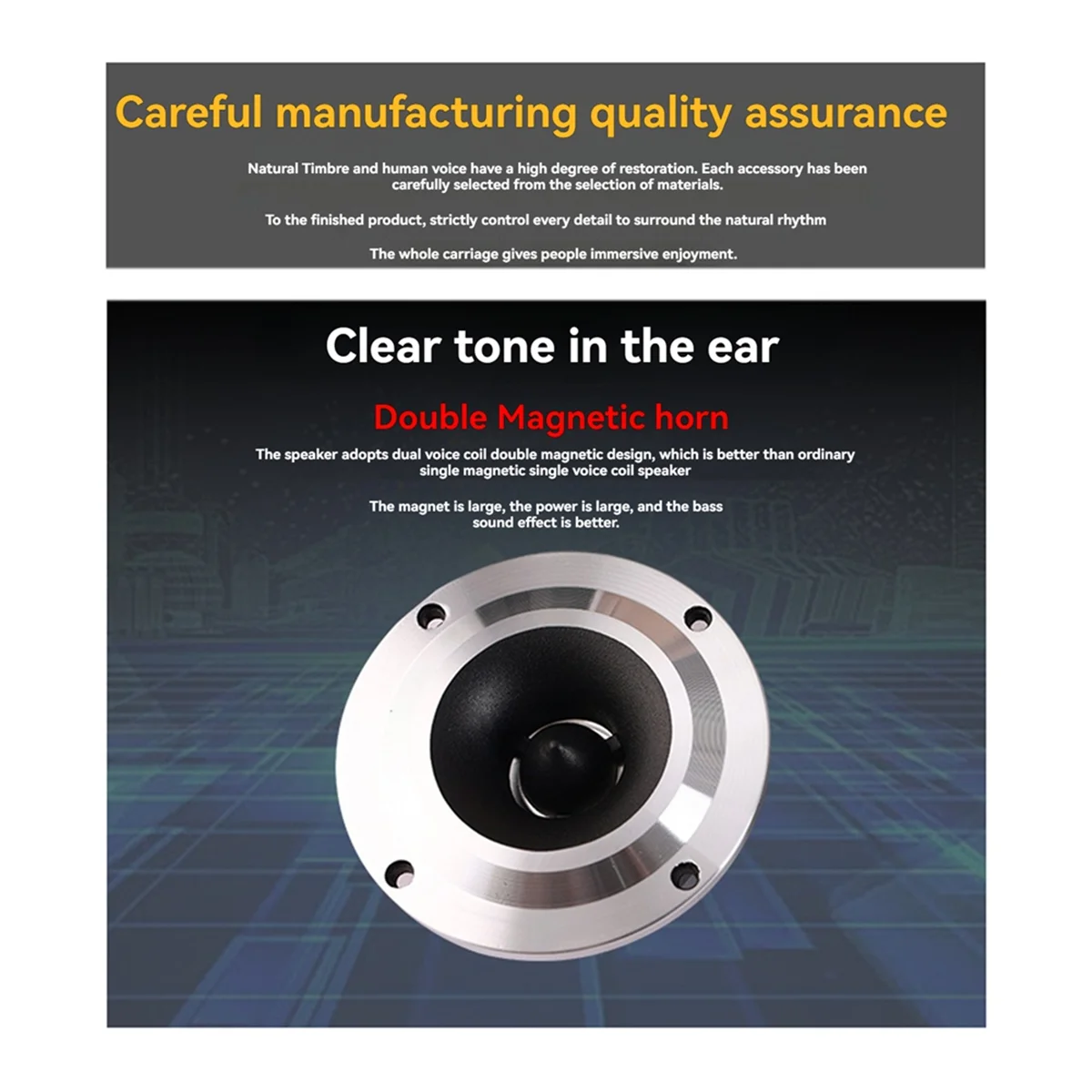 QA88X Tweeter Speaker, 4 Ohm 150W, Professional Treble Horn for Car Audio Modification