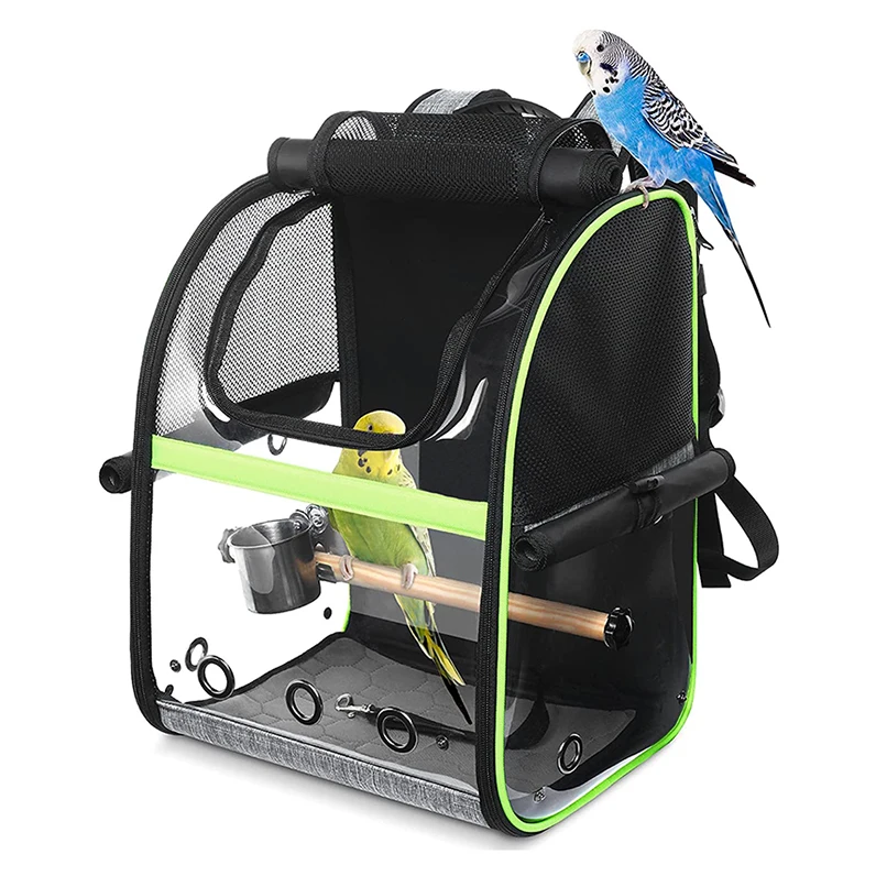 

Portable Hiking Camping Bird Carrier Travel Cage with Standing Perch Foldable Pet Bird Carrier Backpack