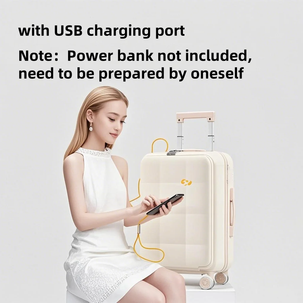 تصميم جديد أريكة عنصر الجبهة فتح جيب حقيبة 20 بوصة الصعود السفر المتداول الأمتعة مع قفل TSA ومنفذ شحن USB #5