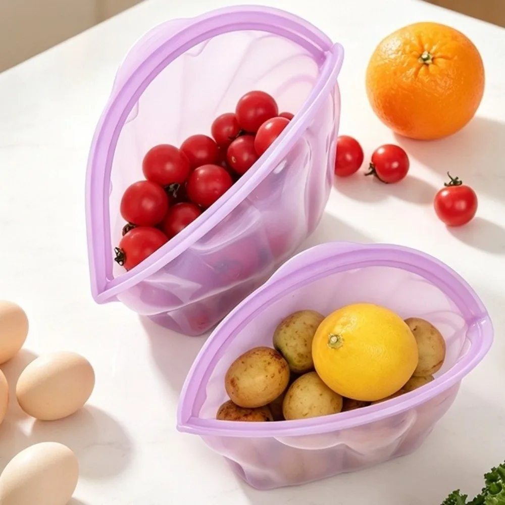 Shell Shape Silicone Food Storage Bag Food Grade Sealed Fresh Keeping Bag High-Temperature Self Sealing Preservation Bags Fruits