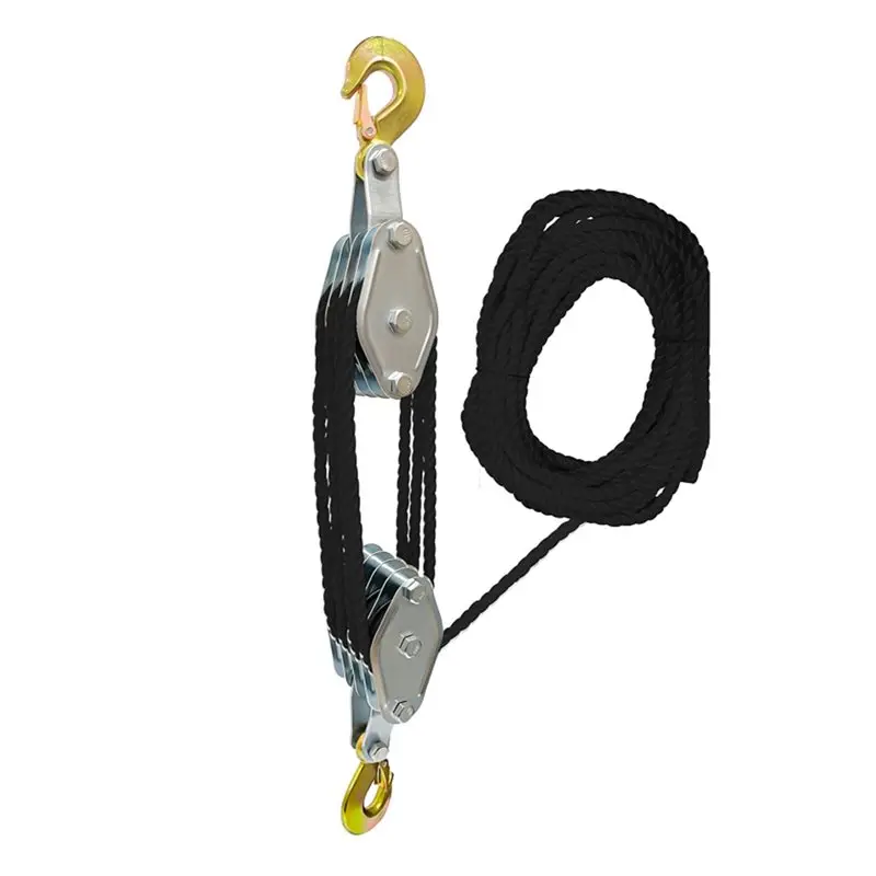 

【EFFICIENT 】Rope Pulley Block Zinc Alloy Hook Handheld Crane Heavy Duty Polyethylene Rope Pulley Hoist Manual Lifting Device