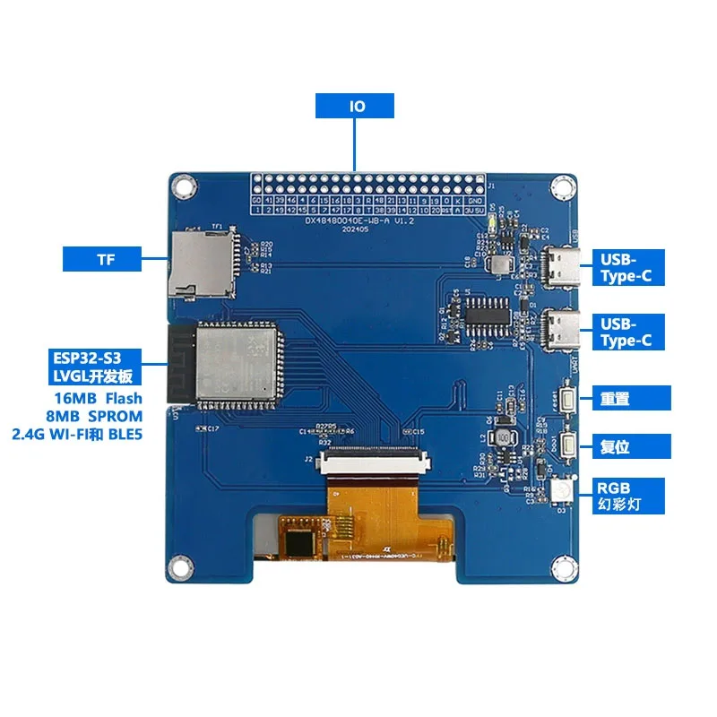 4 Inch Development Board Smart Display ESP32 S3 480*480 LVGL WIFI&Bluetooth LCD Graphic Display TFT Screen Module With Touch