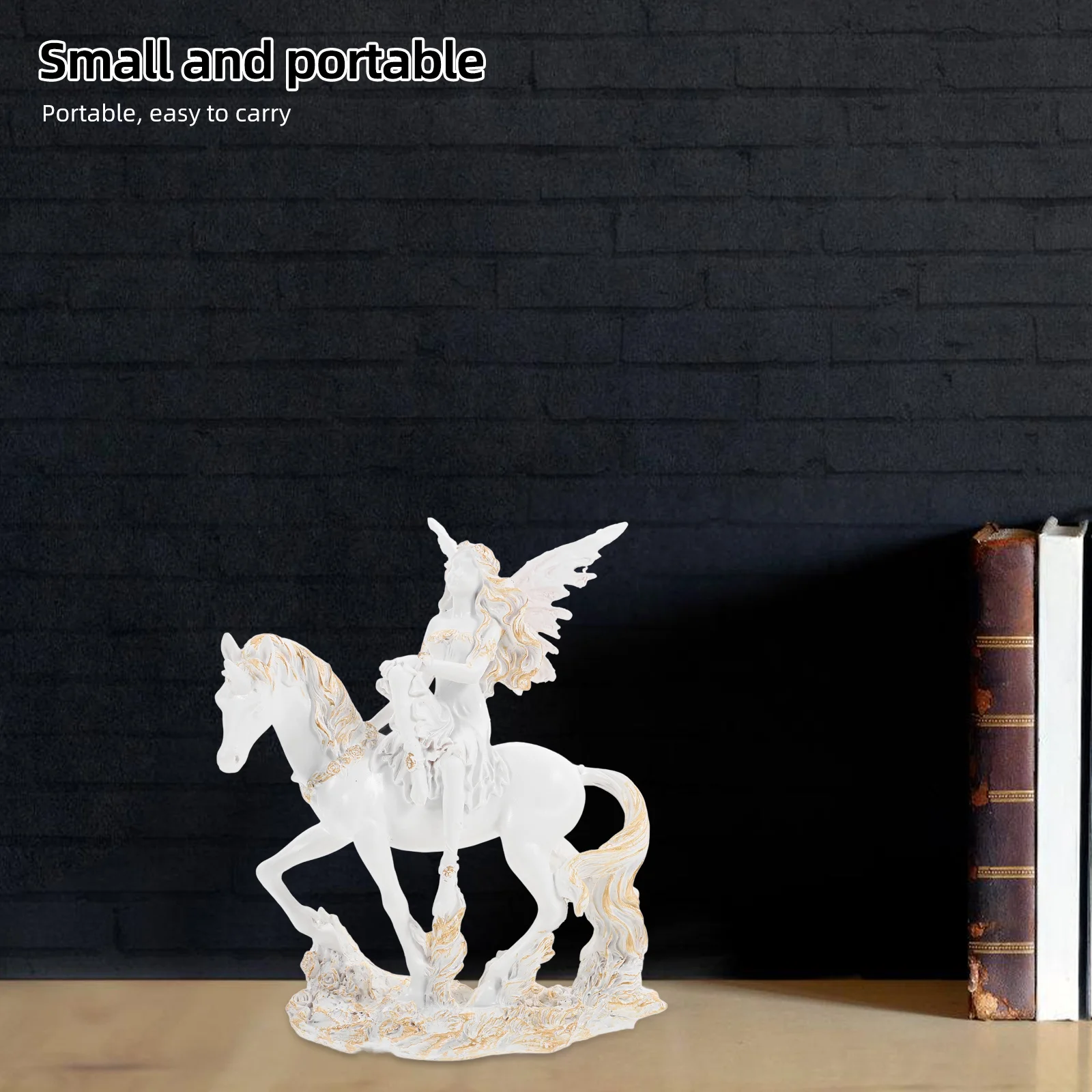 

Resin Angel Riding Horse Sculpture for Home Office Desk Decor Living Room Modern Abstract Decoration Garden Patio Ornament