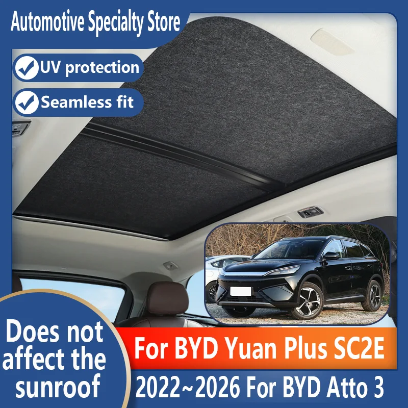 Image of Für BYD Yuan Plus Atto 3 SC2E 2022 ~ 2026 Auto Schiebedach Isolierung Dach Visier Elektrostatische Adsorption Wildleder Stoff sonnenschutz