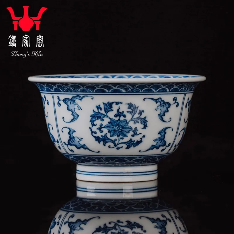 

Zhongjia Kiln Master Cup Single Cup Jingdezhen Tea Set Handmade and Hand-Painted Firewood Kiln Blue and White Porcelain Tea Cup