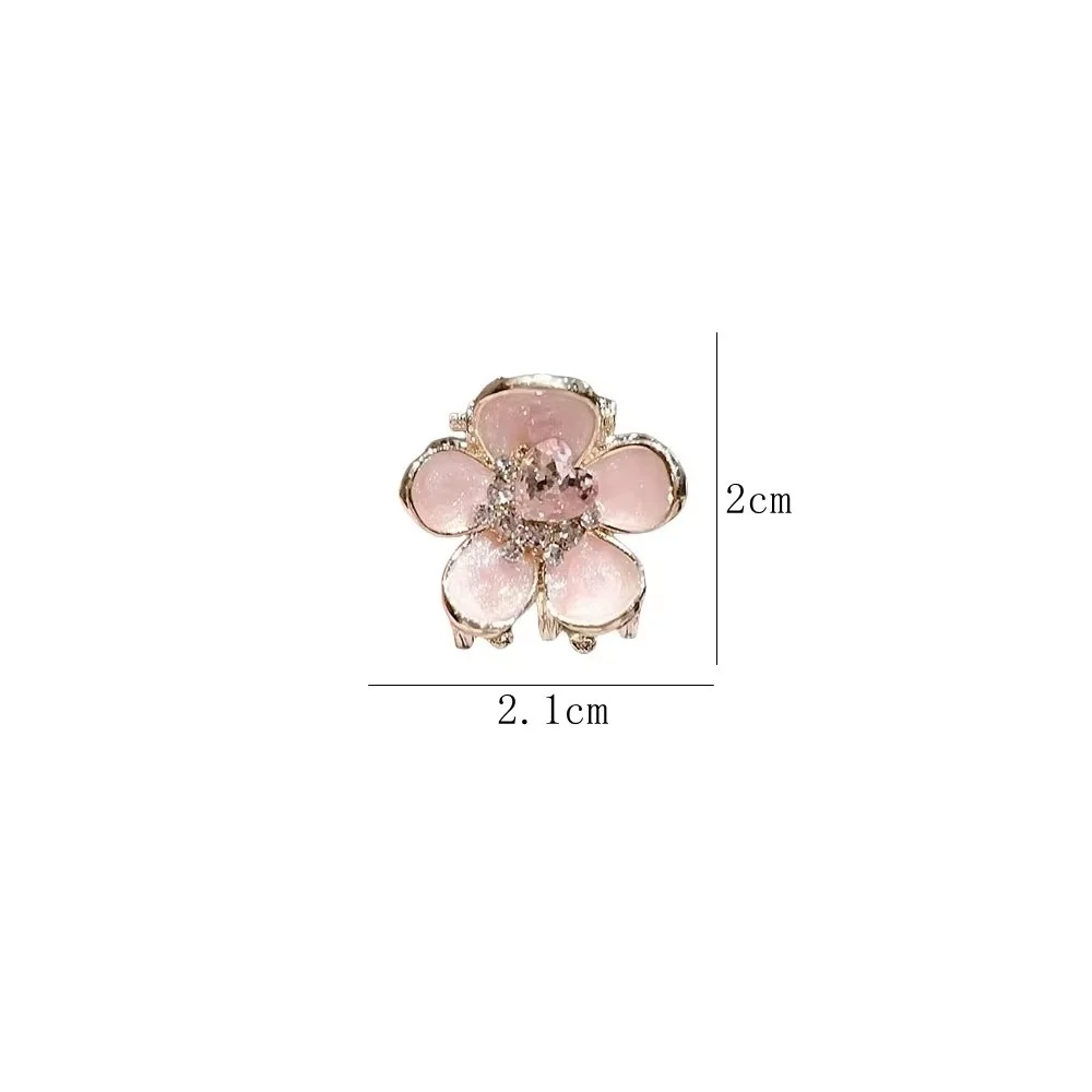 Pink Flower Petal Hair Claw Mini Rhinestone Shark Clip For Women Girls Daily Wedding Party Sweet Fashion Accessory Gift - view 5