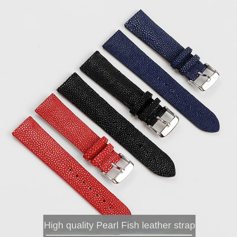 Suitable for all countries Tissot Omega pearl fish skin watch with men's universal devil fish genuine leather bracelet 20 22mm