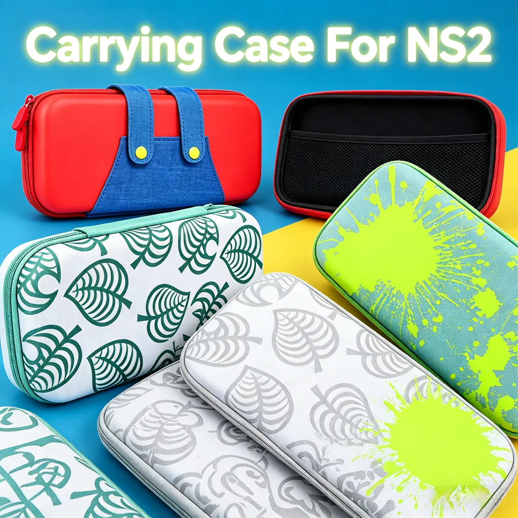 Cute Hard Shell Case for Switch 2, NS2 Protective Travel Bag with 12 Game Card Slots, Durable Storage for Kids and Gamers