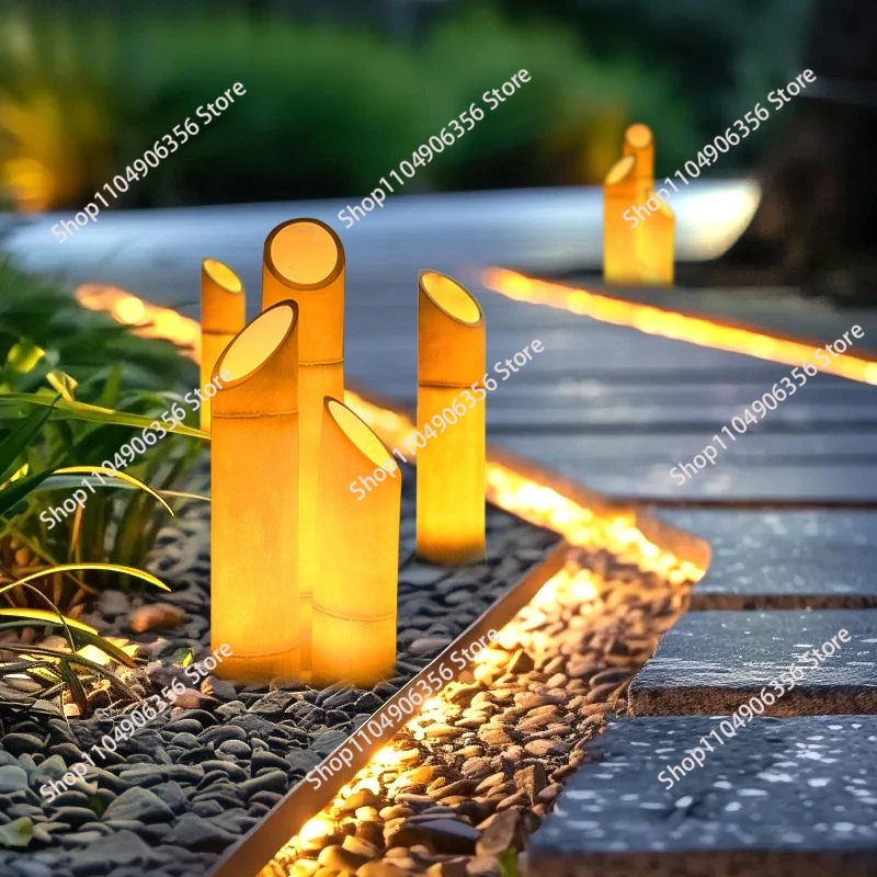 Solar outdoor waterproof simulation luminous bamboo light garden villa landscape modeling light led garden lawn light