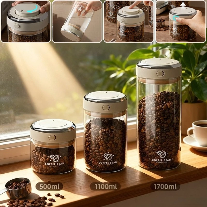 

New Coffee Bean Storage Container with One-way Valve Large Capacity Moisture-proof Sealed Food Storage for Grain Snack Sugar 커피