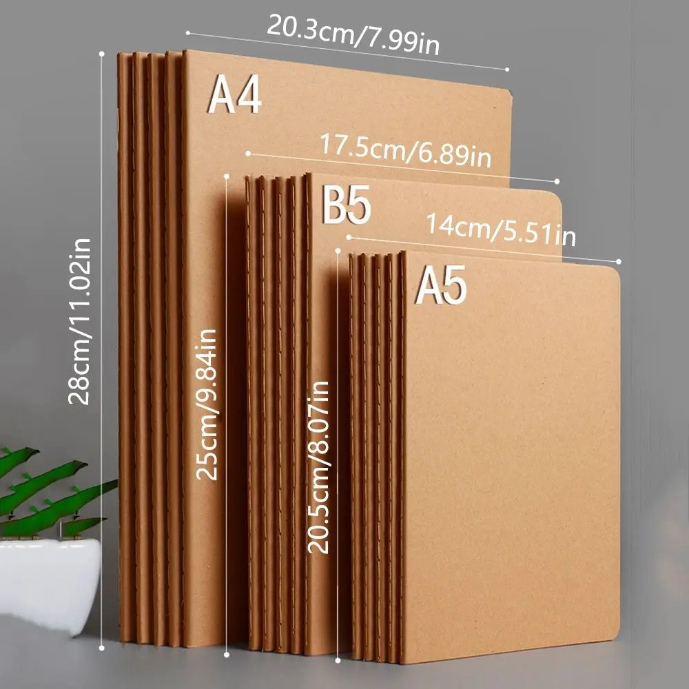 5 Pack Soft Cover Travel Notebook A5/B5/A4 Thick Paper Composition Notebooks Bulk Lined/Grid/Blank Pages Tight Stitches