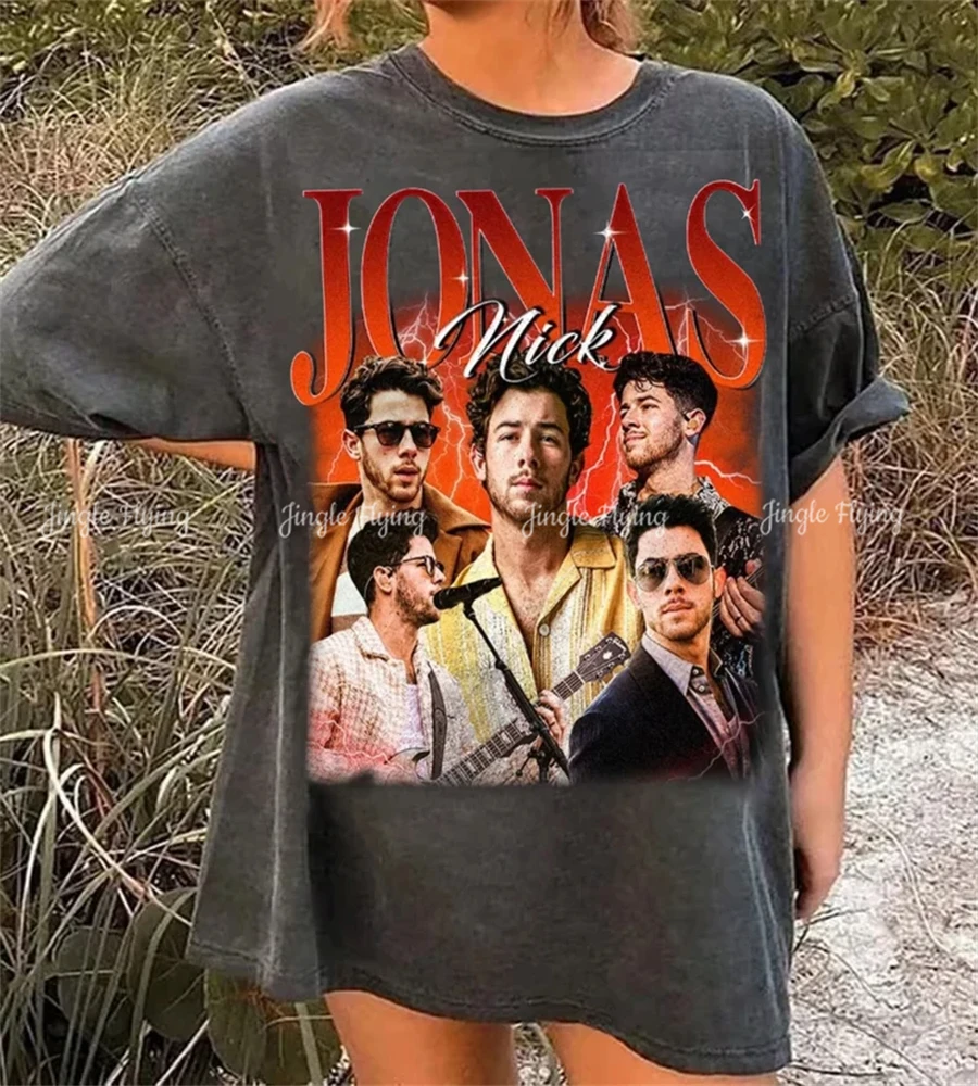 100% Cotton Nick Jonas Vintage 90s Graphic Style Brothers Shirt Gift For Fans Unisex T-Shirt