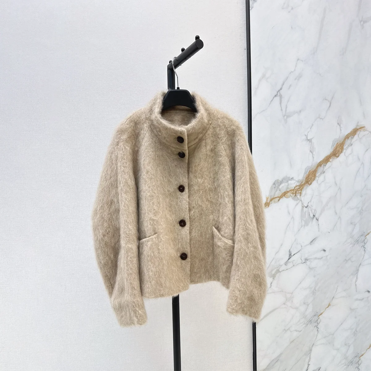 2026 High Quality Ladies Elegant Short Stand Collar Wool Coat For Fall Winter261021160