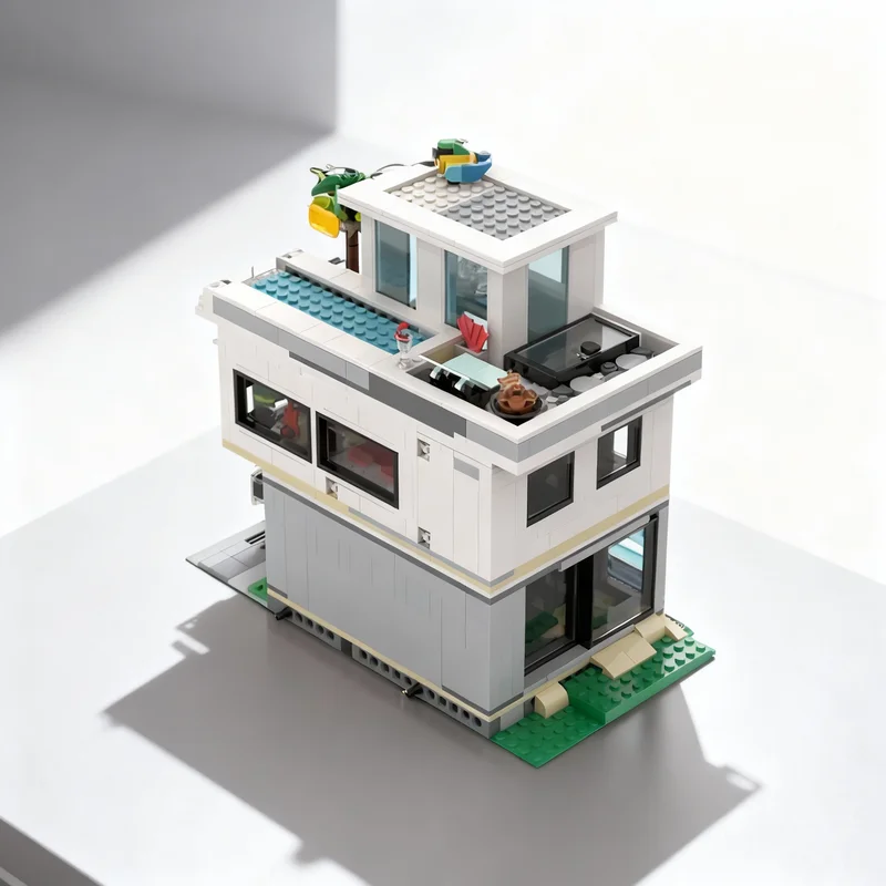 

962pcs MOC Modern House Half Base Modular Streetscape Model Toy Building Blocks Construction Creative Christmas Gifts DIY Idea