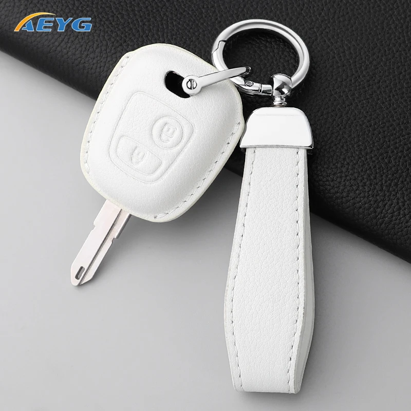 leather Car Remote Key Case Cover Shell For Peugeot 106 107 206 207 306 307 406 407 For Citroen C1 C4 Protector Accessories