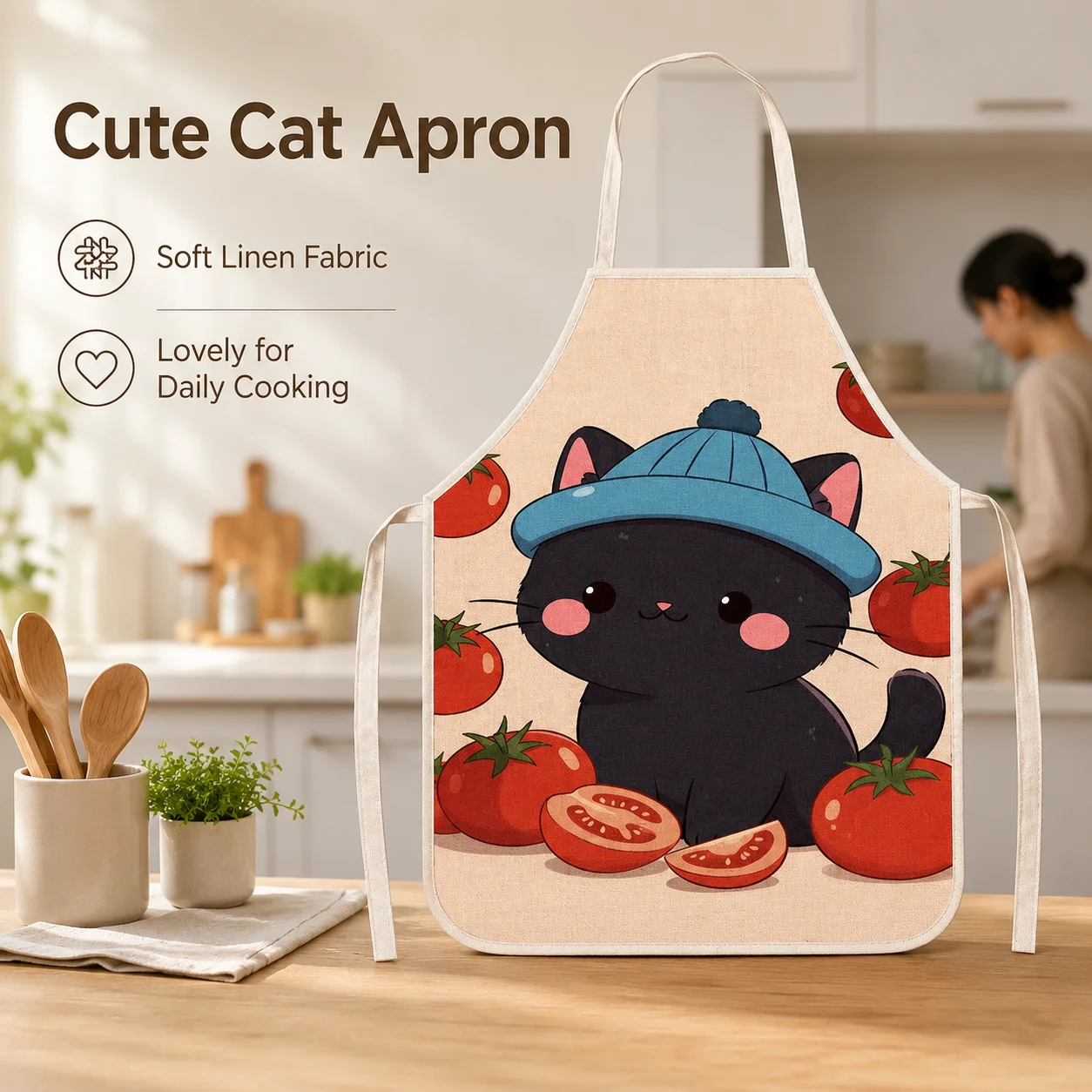 Home Cooking For Cats - Uroczy czarny koci nadruk z motywem