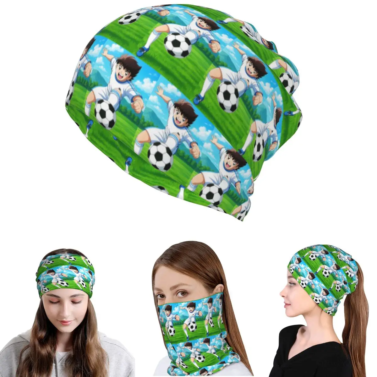Captains Tsubasas Japan Football Anime Bandana Neck Cover Wrap Scarf Multi-use Headband Beanies Hat Unisex Adult All Season