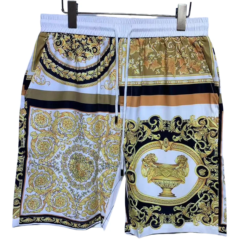 

New men's shorts Baroque palace print spring summer quick drying beach pants European Milan casual high-quality S-XXL swimming