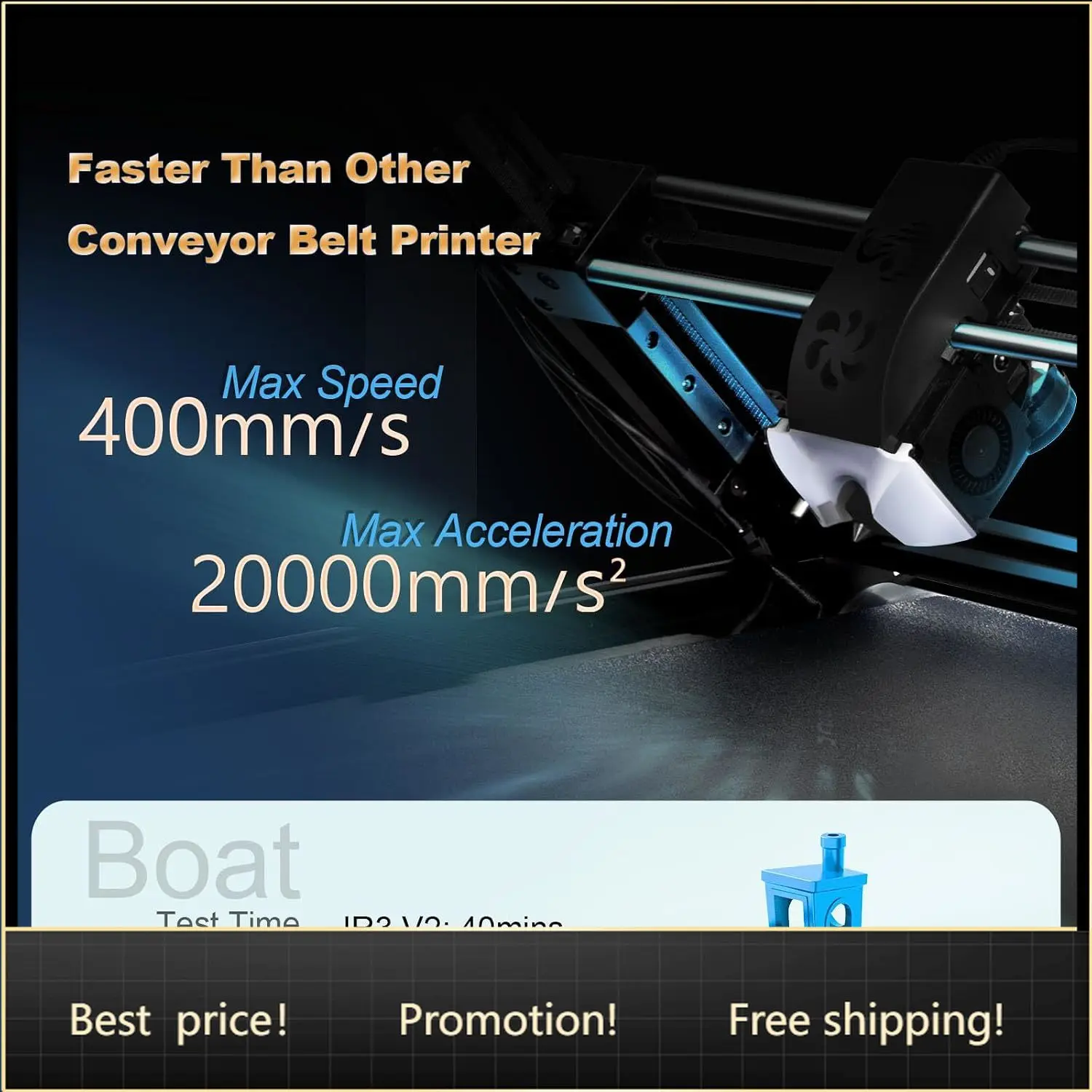 Official IR3 V2 Conveyor Belt 3D Printer, Infinite Z Axis Continuous Printing Belt Printer Large Format 250×250×∞mm for Cosplay,