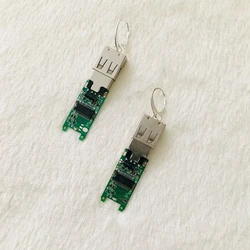 Handmade Y2K Cyberpunk USB Earrings Working EMMC Chip Earrings Circuit Cyberspace Computer Science Geek Matrix Drop Earrings