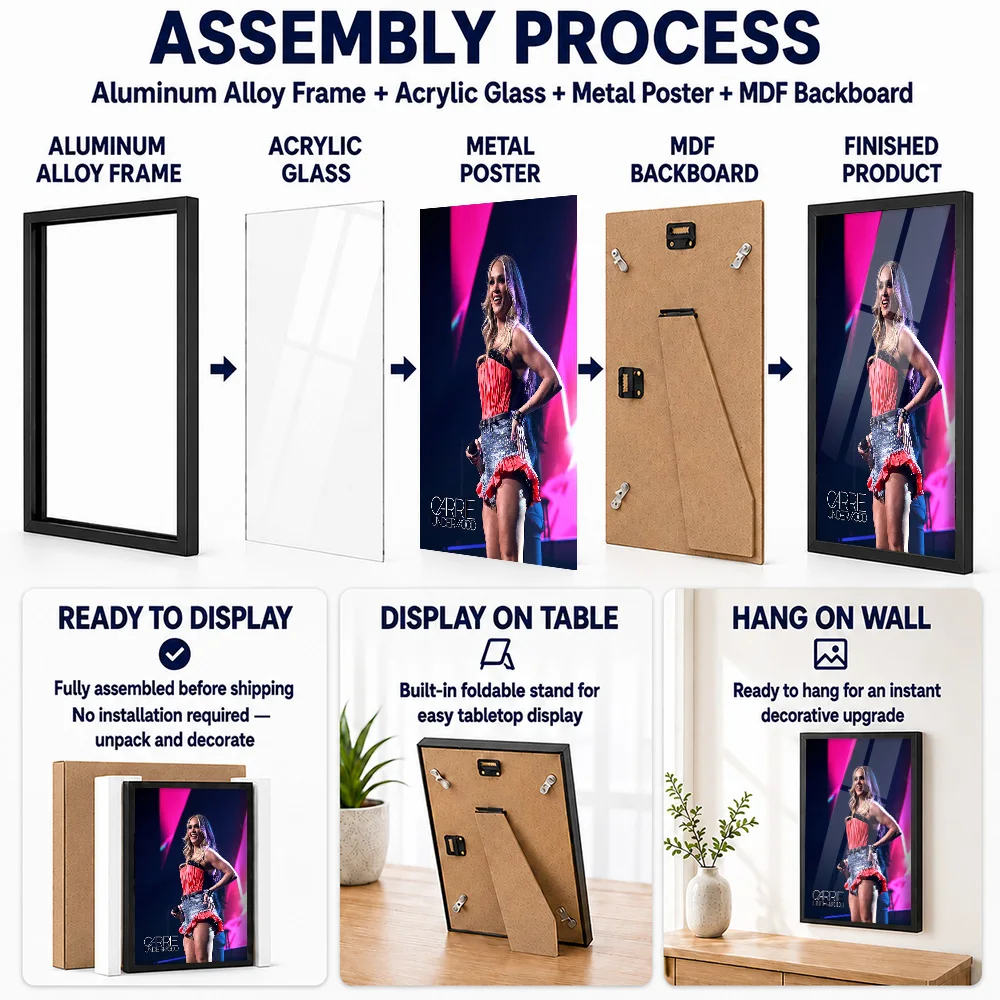 Carrie Underwood Performing Live On Stage Framed Aluminum Metal Poster Personalized Photographic Wall Art For Recording Studio