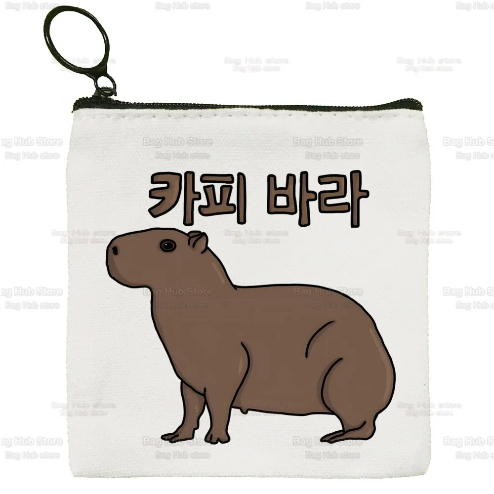 Capibara Schattige Dieren Cartoon Eenvoudige Canvas Portemonnee Schattige Cartoon Sleutel Case Dame Tas Munt Opbergtas