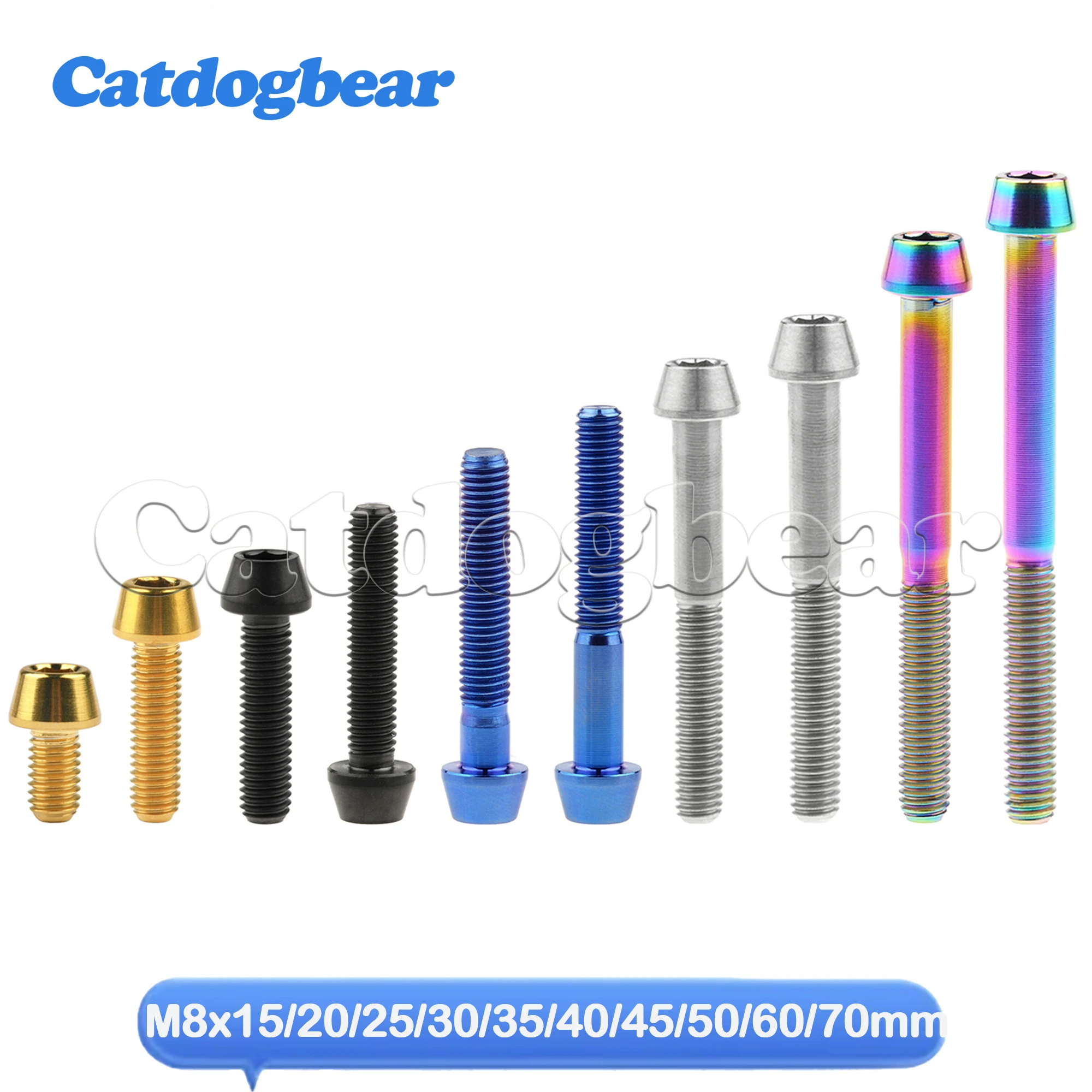

Титановые болты Catdogbear M8X15 20 25 30 35 40 45 50 60 70 мм Винт с шестигранной головкой и конической головкой для велосипеда, мотоцикла, автомобиля, крепеж Ti