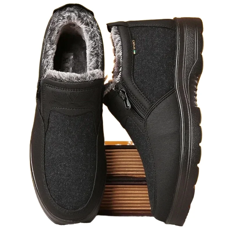 Outdoor Work Travel Leisure Shoes 2026 Cotton Shoes Middle-aged Elderly Men's New Plush Warm Anti Slip Waterproof Snow Boots