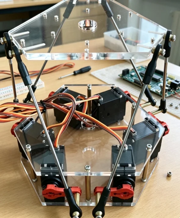 Micro 6DoF Stewart Platform Motion Base Model with Gyro Handle Control for Simulation And Training