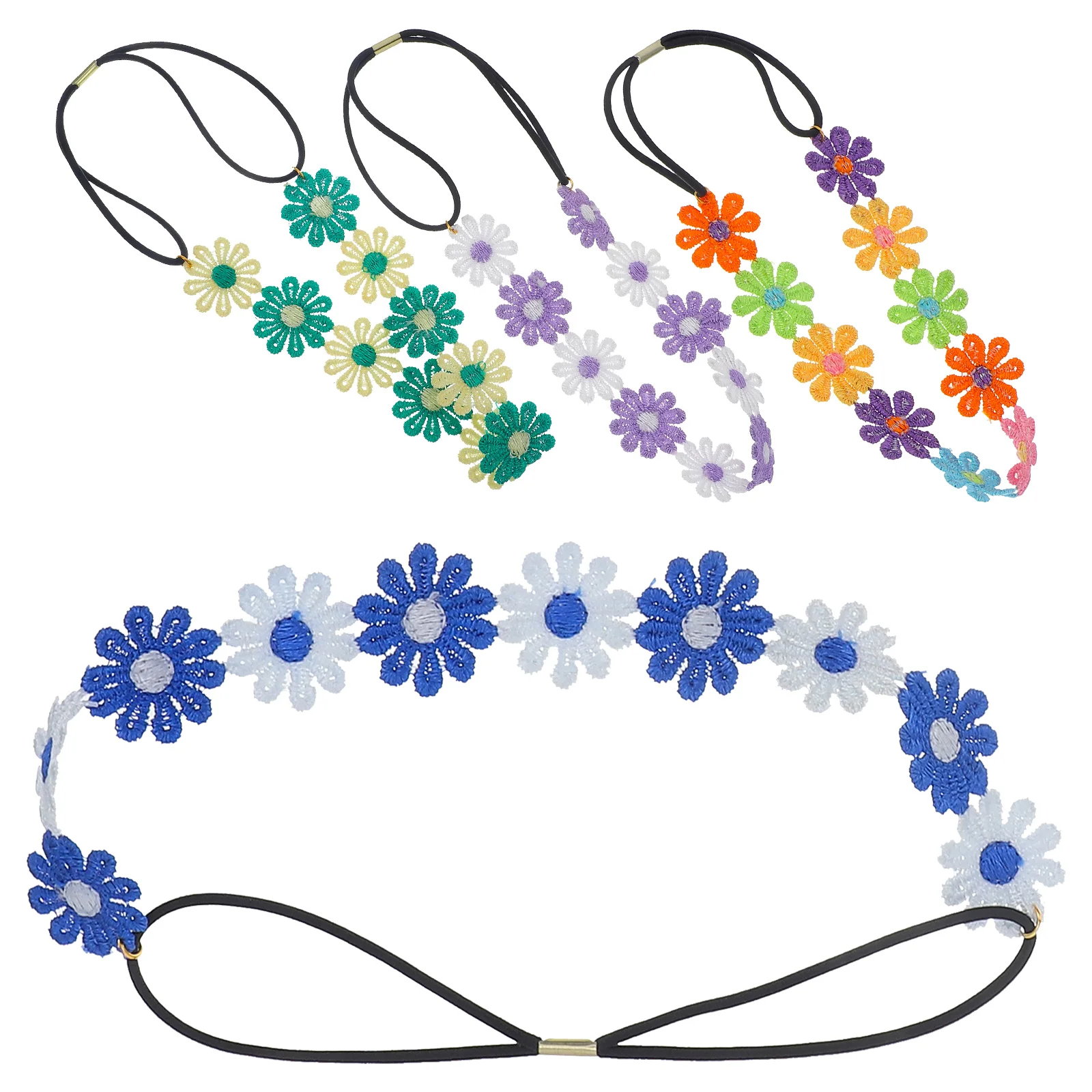 

4pcs Girls Flower Headbands Stretchy Daisy Hairbands Trendy Cute Toddler Vibrant Floral Colorful Girls Headwear Hair